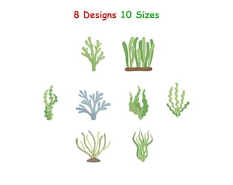Coral Embroidery Design - Coral Reef Embroidery Design - Sea Plant Digital Embroidery  - Nautical Machine Embroidery Design Files - 10 Sizes