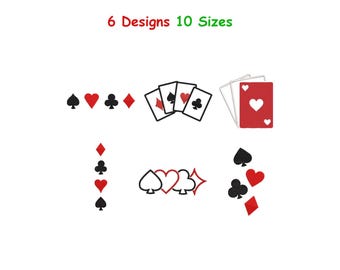 Card Suits Embroidery Design - Hearts Diamonds Clubs Spades Machine Embroidery - Playing Cards Embroidery Patterns - Cards Emb File 10 Sizes