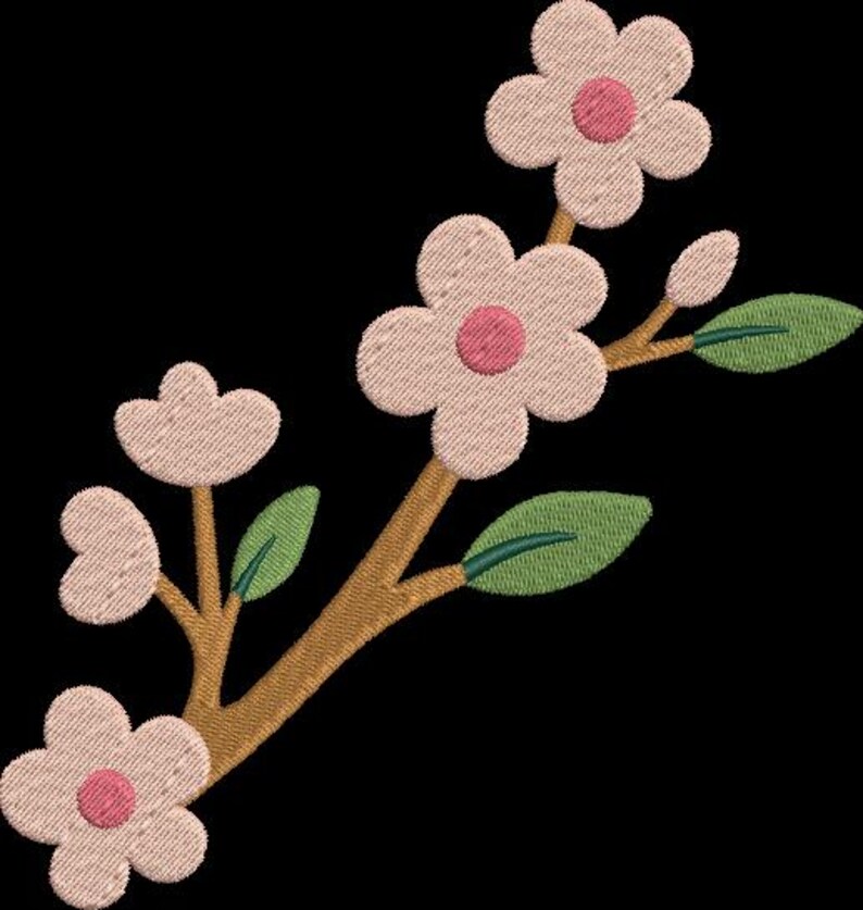 Cherry Blossom Embroidery Design - Sakura Flower Machine Embroidery ...