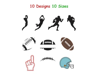 Diseño de bordado de jugador de fútbol americano - Archivo de bordado de fútbol americano - Archivo digital de casco de fútbol americano - Patrón de dedos de espuma en 10 tamaños