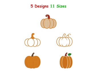 Pumpkin Machine Embroidery Design, Fall Harvest Embroidery, Thanks Giving Digital File, Pumkin Pattern, Instant Download, 11 Sizes