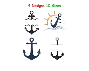 Mini Anchor Embroidery Design - Split Anchor Machine Embroidery File - Split Anchor Embroidery -Marine Embroidery - 10 Sizes