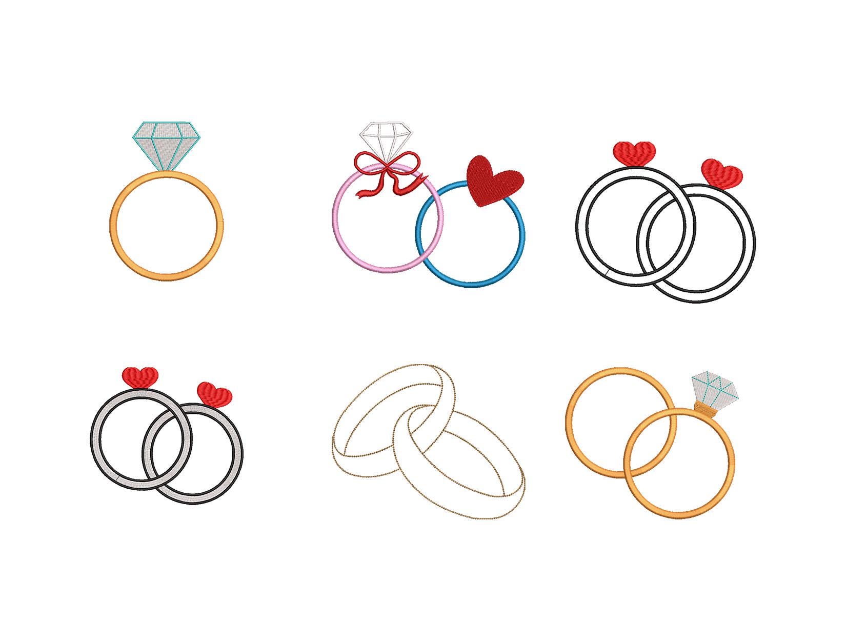 Wedding Rings Embroidery Design – Mini Rings Digital Machine Files ...
