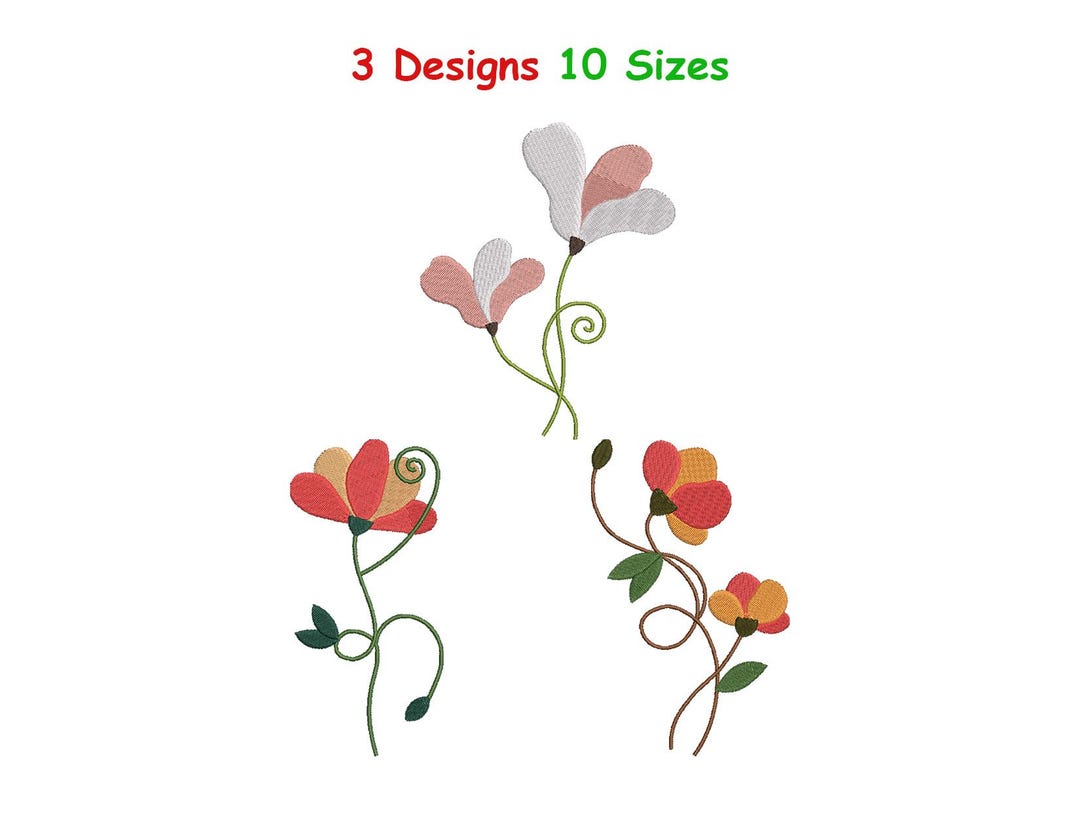 Flower File Design Flower Embroidery Files - Cute Flowers Machine Embroidery - Floral ...