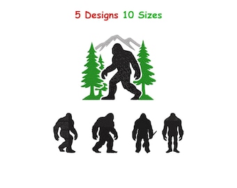 Diseño de bordado a máquina de Bigfoot - Archivo digital de bordado de escena forestal de Bigfoot - Bordado de Bigfoot - Archivo digital de Bigfoot - 10 tamaños