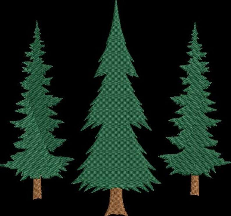 Pine Tree Embroidery Design Bundle - 3 Evergreen Trees Embroidery ...