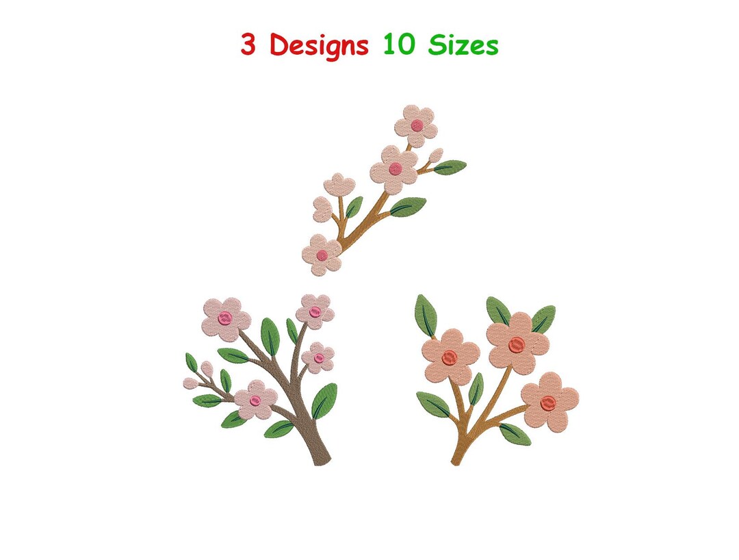 Cherry Blossom Embroidery Design - Sakura Flower Machine Embroidery ...