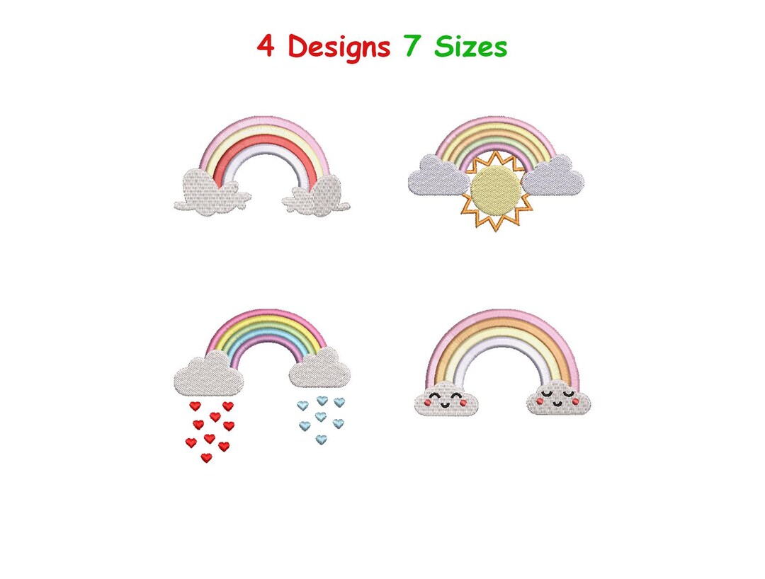 Cute Rainbow Bundle Machine Embroidery - Cloud Rainbow File - Rainbow ...