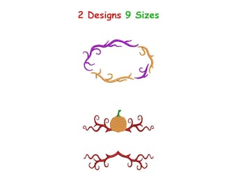 Split Halloween Frame Embroidery - Halloween Wreath Embroidery - Halloween Monogram Frame embroidery - Instant Download