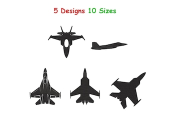 Jet Fighter Embroidery Designs - Combat Jet Machine Embroidery - Fighter Jet Digital Embroidery - Jet Embroidery Patterns - 10 Sizes