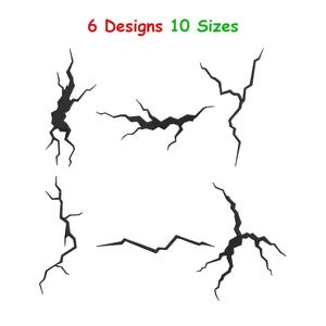 Cracked Wall Line Embroidery Design - Cracked Embroidery, Silhouette Cracked Line Machine Embroidery - Broken Wall Crack Emb File - 10 Sizes