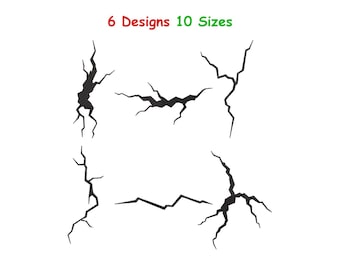 Cracked Wall Line Embroidery Design - Cracked Embroidery, Silhouette Cracked Line Machine Embroidery - Broken Wall Crack Emb File - 10 Sizes