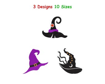 Witch Hat Embroidery Design -  Spooky Halloween Embroidery - Witch Hat Pattern - Instant Download