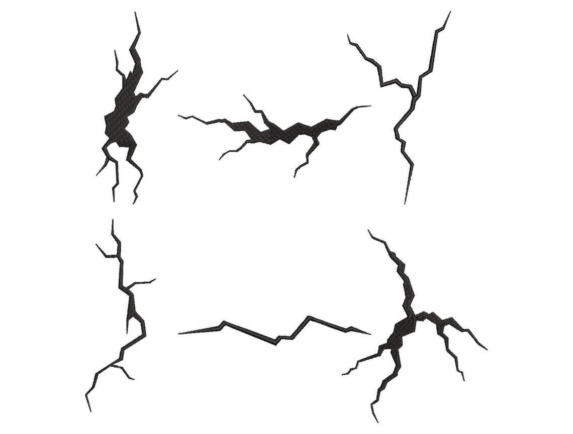 Cracked Wall Line Embroidery Design - Cracked Embroidery, Silhouette ...