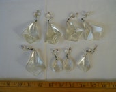 lot of 8 various,antique,cut-glass crystal drops with small octaganol prisms,broken,flawed with chips,from 1940s glass chandelier