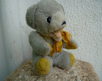 Vintage Blue Plush Teddy Bear, Jointed Arms, 5"