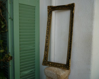 vintage French,wood & gesso,ornate,Rococo,Baroque style,carved antique,empty frame 24'' x 11''