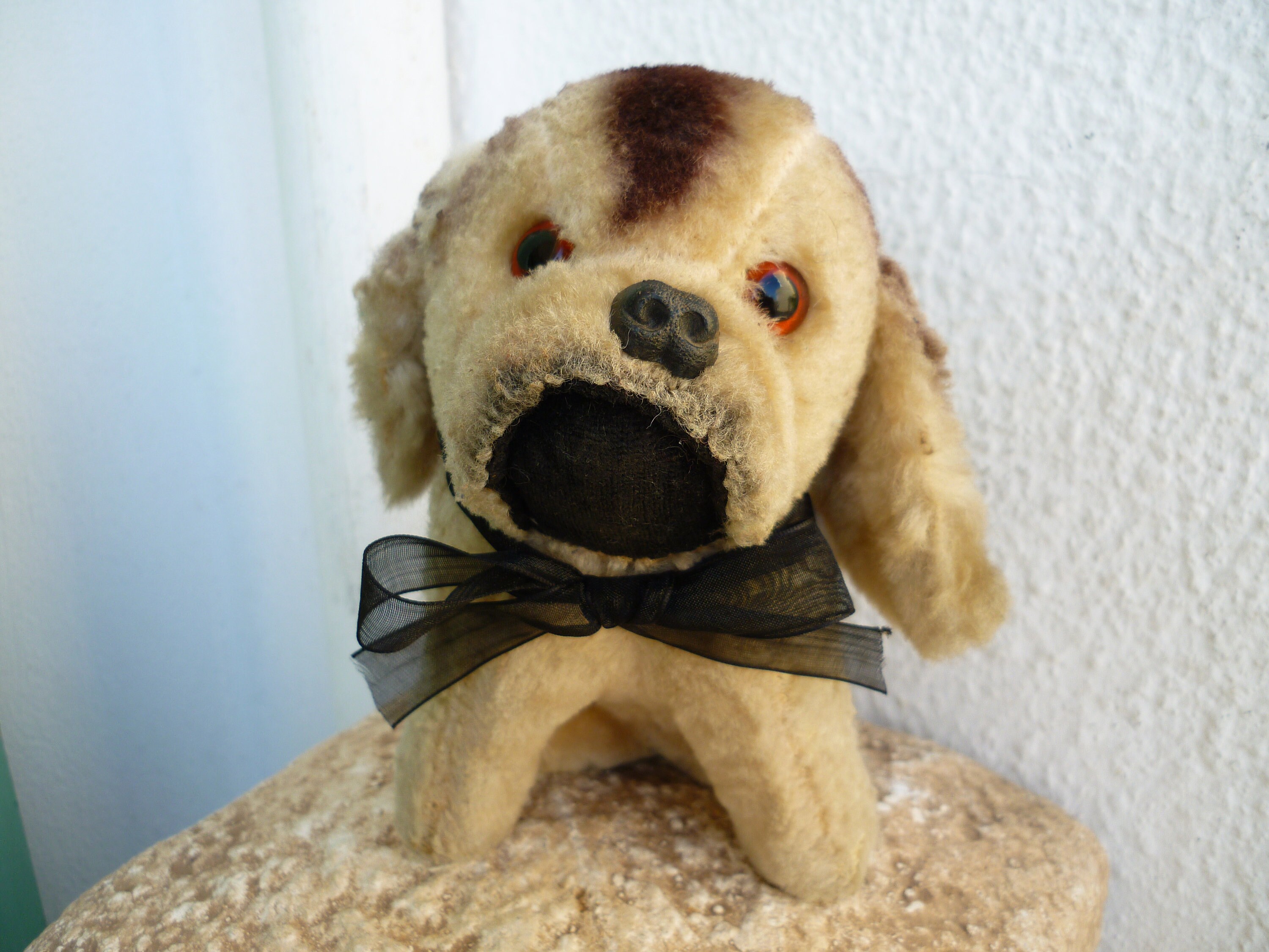 JOUET ANCIEN CHIEN 18cm cousu Simili Cuir trame plastifiée complet BE vintage 60 EUR 4,99 - FR