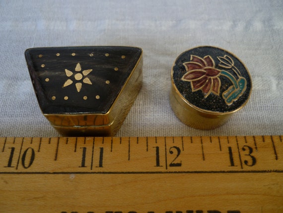 lot of 2,vintage,French,small,brass & enamel,inla… - image 2