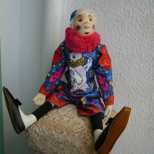 vintage Steiff,1988-89 Coloro Circus Clown,1911 replica,limited edition,Filzpuppe with box & ids.