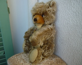 Oso de peluche vintage Hermann, totalmente articulado, de mohair, Zotty Bear, 10 pulgadas, ojos de cristal.