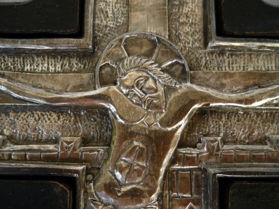 The Crucifixion of Christ.greek Orthodox,wooden Cross Inlaid 950