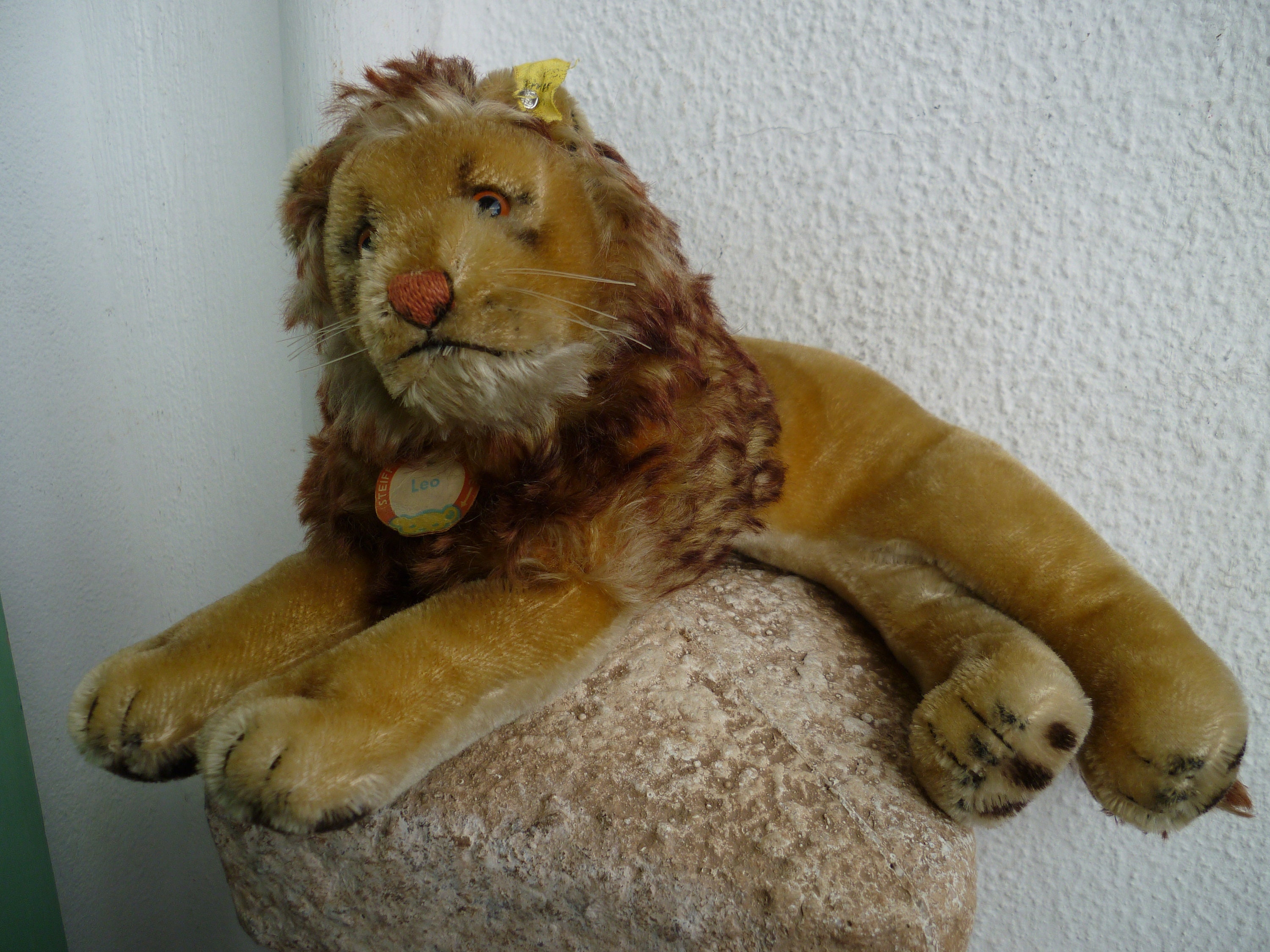 Vintage,10''steiff,mohair,leo Lion,silverscript Button,paper Name