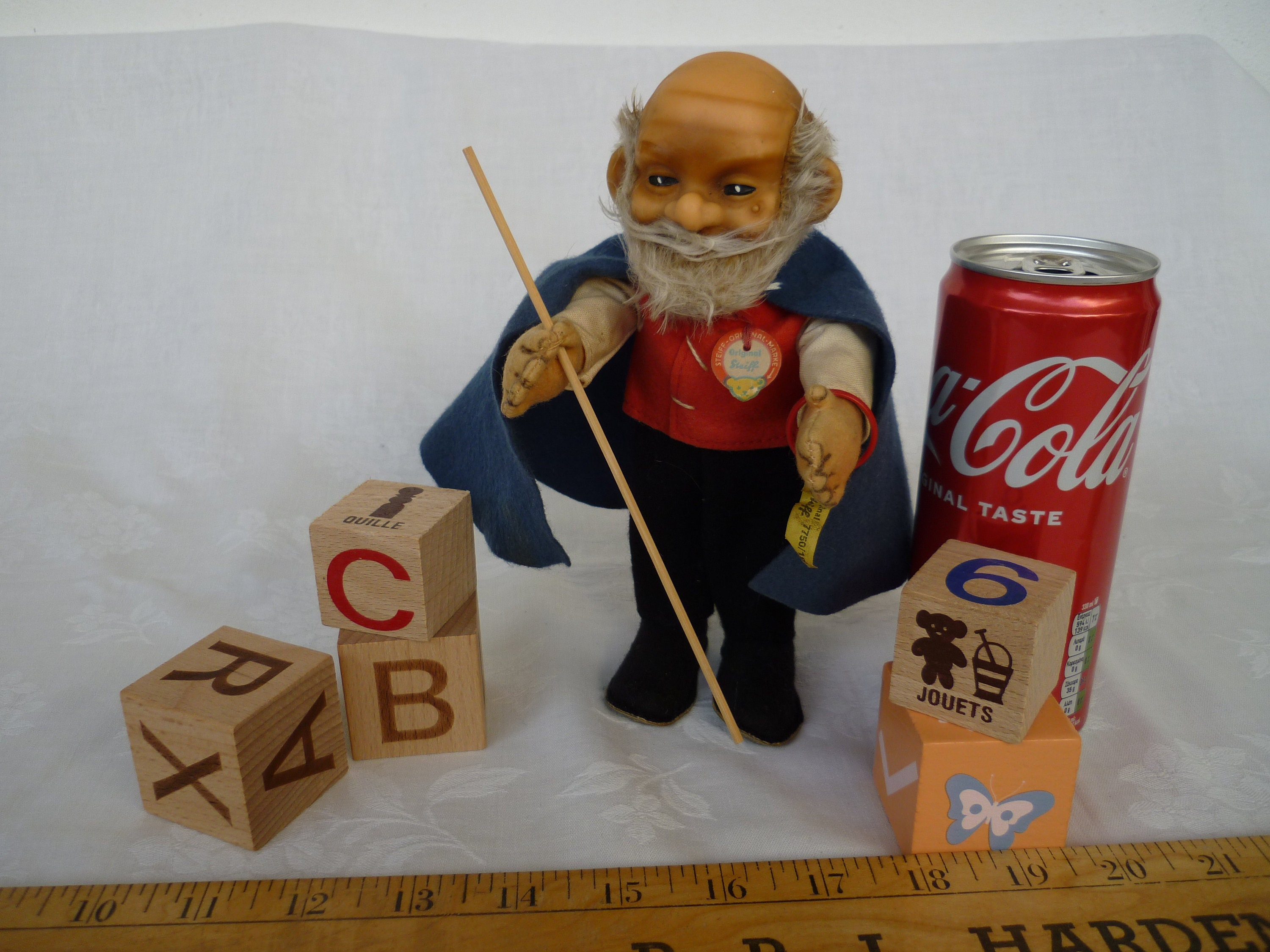 Vintage,steiff Shepherd Doll,7750/19 Rubber Gnome,with Chest Tag