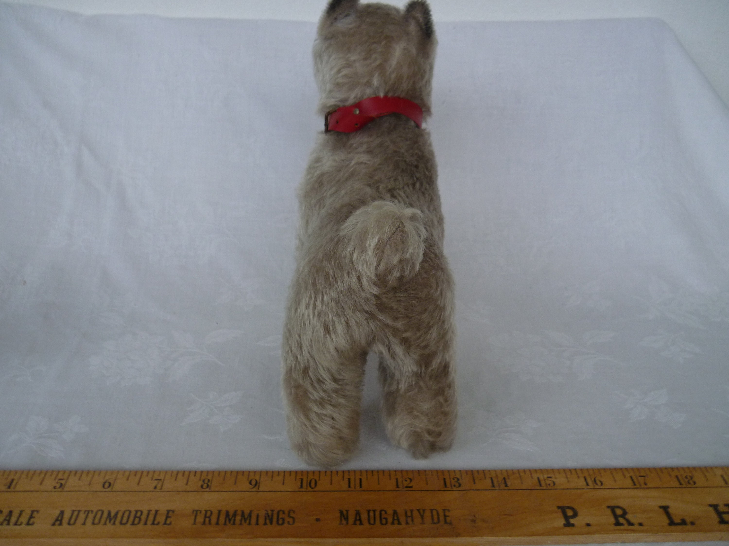 Rare,9'' Steiff Tessie,light Gray,grey,schnauzer Dog,red Collar,no