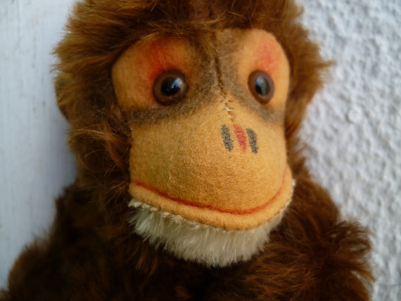 Vintage 9''teddy Hermann,chimpanzee,monkey,squeaker,fully Jointed