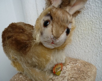 Steiff liegender Hase mit Kulleraugen 20 cm Stofftier / Alt