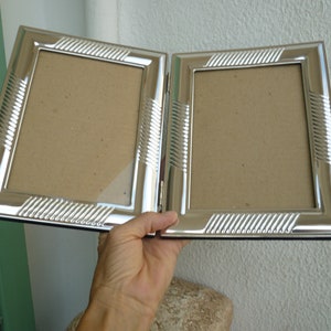 Vintage, Silber, doppelter Foto-, Bilderrahmen, jeder Rahmen ist 21 cm x 16 3/4 cm