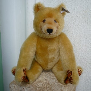 vintage Steiff, 0172 / 32 Dicky, Mohair Teddybär, Replik von 1930, limitierte Auflage, 32 cm, hergestellt 1985