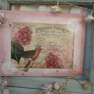 shabby chic, gemaltes & decoupages französisches Schild,Wanddeko.