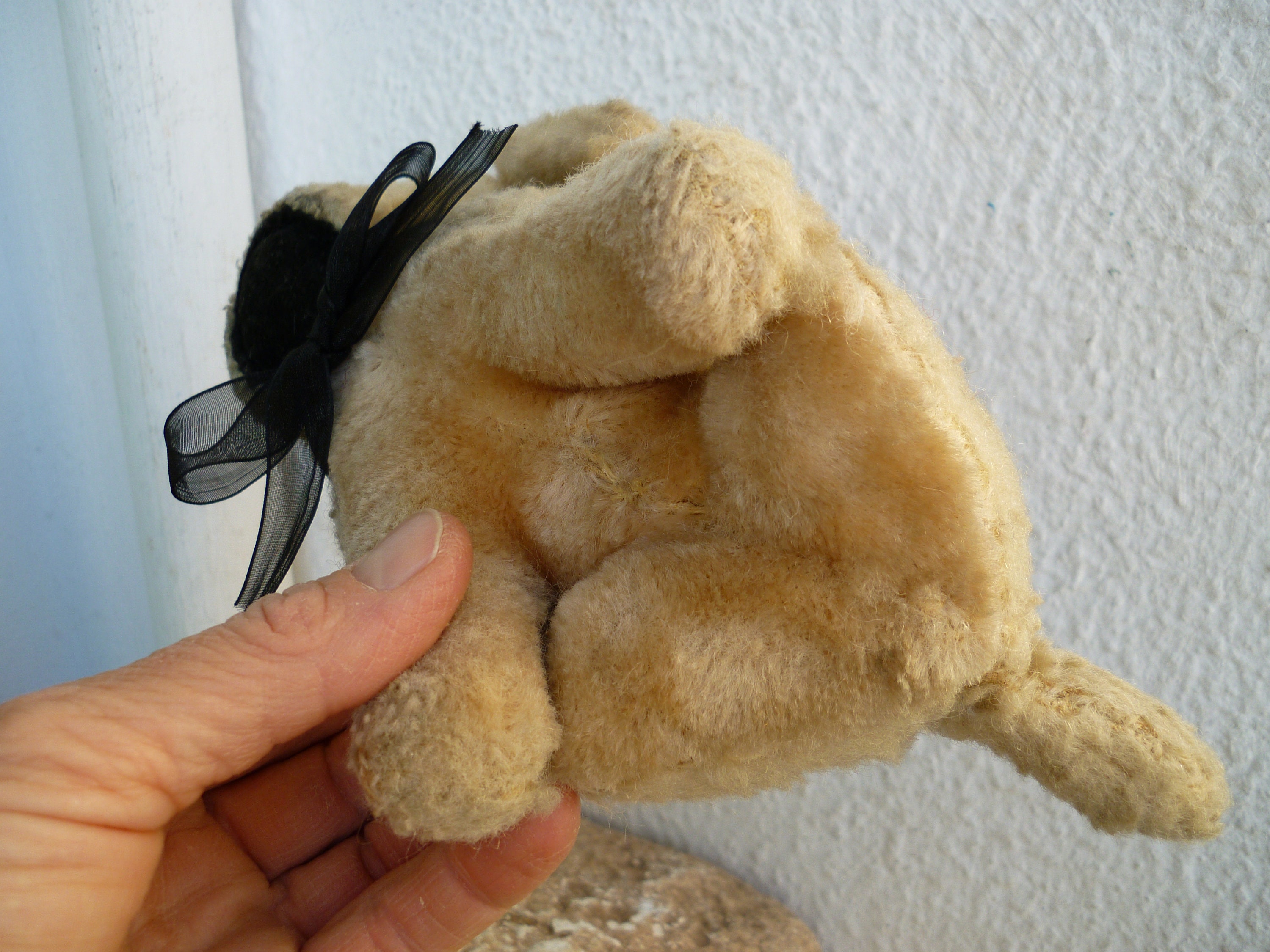 Peluche Ancienne Chien Fox Terrier - Rembourrage Paille Et Yeux En Verre Vintage