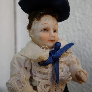 antique,bisque,10 cm.or 4&#39;&#39; German,mignonette doll,dollhouse boy,fully jointed