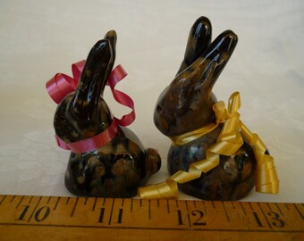 vintage,glazed ceramic rabbits,bunnies,miniature bunny figurines