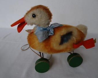 vintage,Steiff,pato de arrastre,2314,13,patito de mohair,Todos los identificadores.