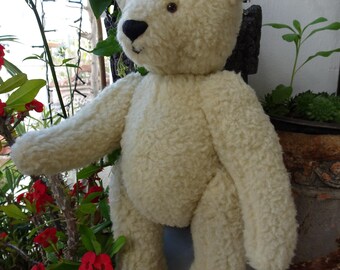 ヴィンテージ、12インチの木製ぬいぐるみ、ぬいぐるみクマ、完全関節式