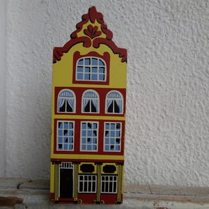 Vintage,small,German,painted wooden block house,Erzgebirge village or country home,putz,Muster Ges Gesch.