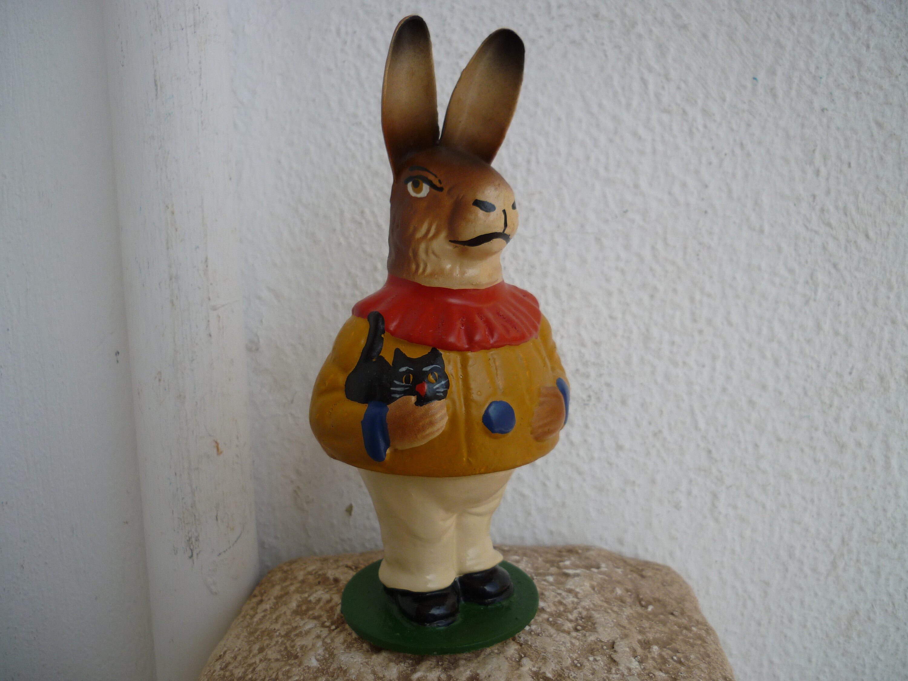 German Easter Bunny Candy Container, Mrs. Bunny With Cat, Papier Mache ...