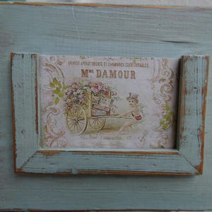 Vintage shabby gemalte, alte, französische Aktenschublade aus Holz, Fenster Pflanzentopf, Schreibtisch ordentlich