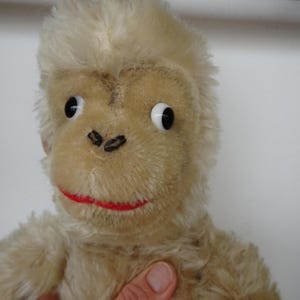 vintage,German mohair,cream or beige ape,chimp,swivel head.