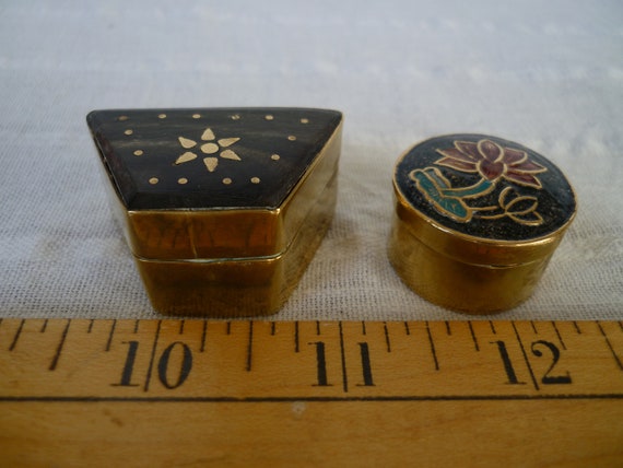 lot of 2,vintage,French,small,brass & enamel,inla… - image 9