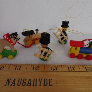 lot of 5,Vintage,German erzgebirge,hand-painted wooden,Christmas tree decorations.