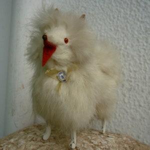 Spitz,Samoyedo,Original,Alemania Occidental,perro de salón,piel de conejo,compañero para muñeca antigua.