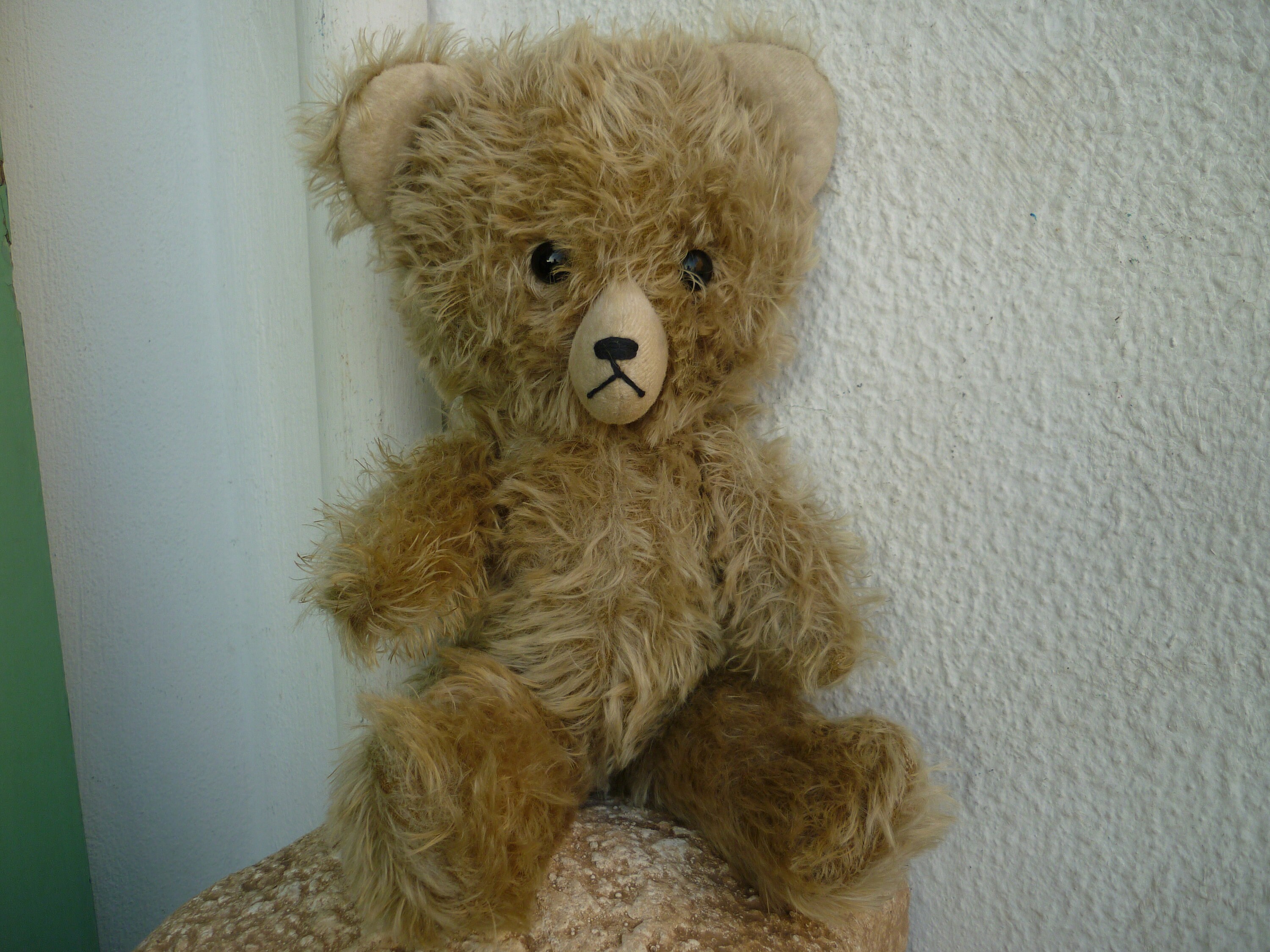 Vintage,big Headed,soft Stuffed,small,mohair Bear,fixed Head