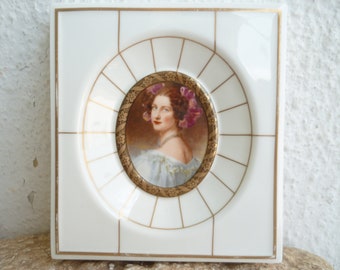 Heinrich Villeroy & Boch Galleria Ceramicabaroque style,Auguste Strobl,female portrait print on porcelain tile,Limited ed. 1981