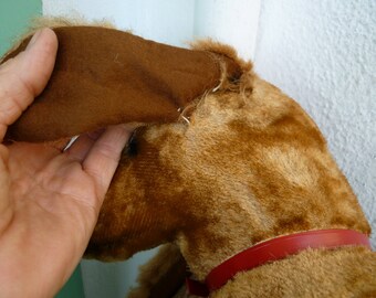 ビンテージ、大型、ダックスフンド、ぬいぐるみ、犬、赤い首輪
