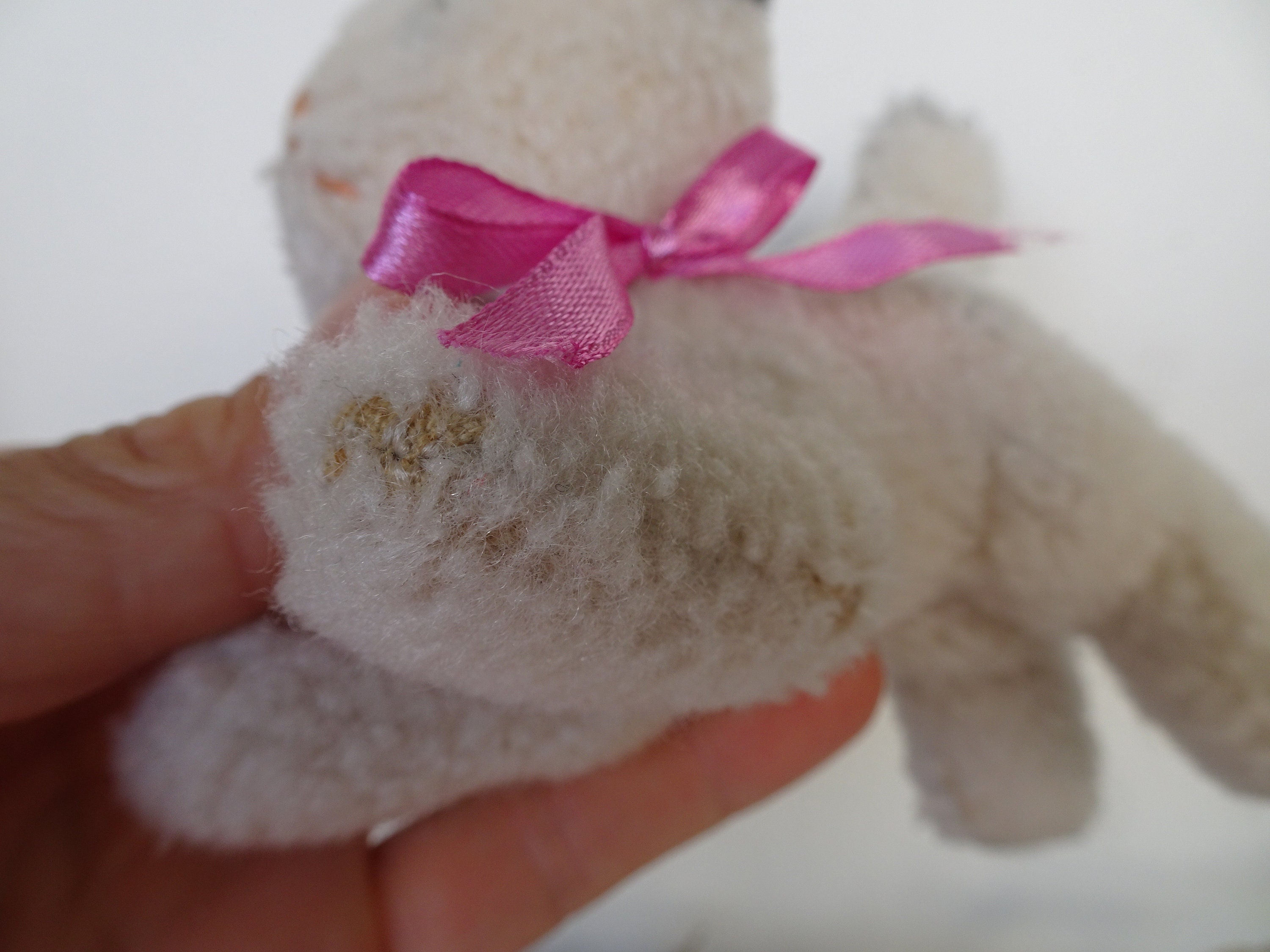 Vintage,small,plush,cat,green Eyes,sewn Nose,fixed Position